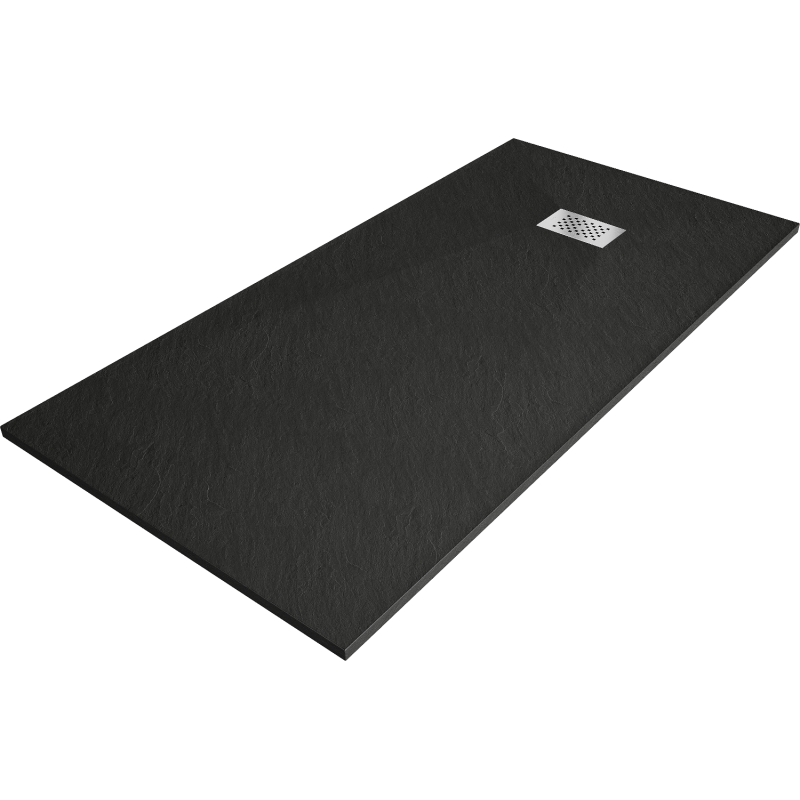 Mexen Hugo brodzik prostokątny SMC 180 x 80 cm, czarny, maskownica inox - 42708018-X