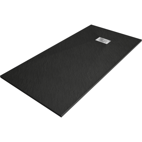 Mexen Hugo brodzik prostokątny SMC 180 x 80 cm, czarny, maskownica inox - 42708018-X