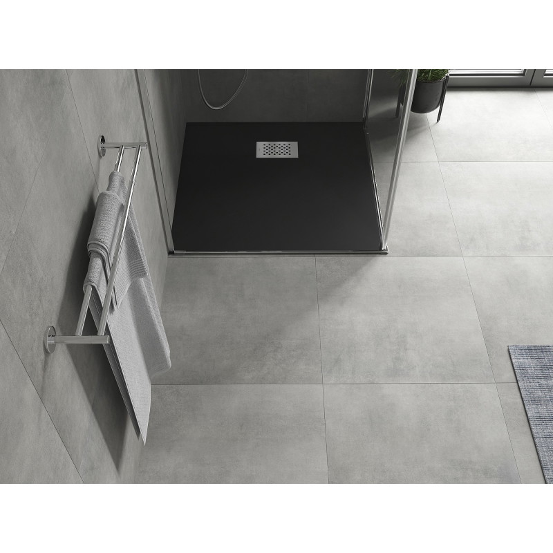 Mexen Hugo brodzik kwadratowy SMC 90 x 90 cm, czarny, maskownica inox - 42709090-X