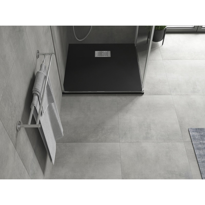 Mexen Hugo brodzik kwadratowy SMC 90 x 90 cm, czarny, maskownica inox - 42709090-X