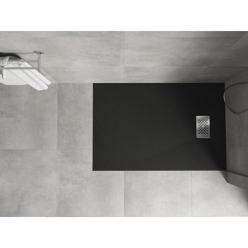 Mexen Hugo brodzik prostokątny SMC 130 x 90 cm, czarny, maskownica inox - 42709013-X