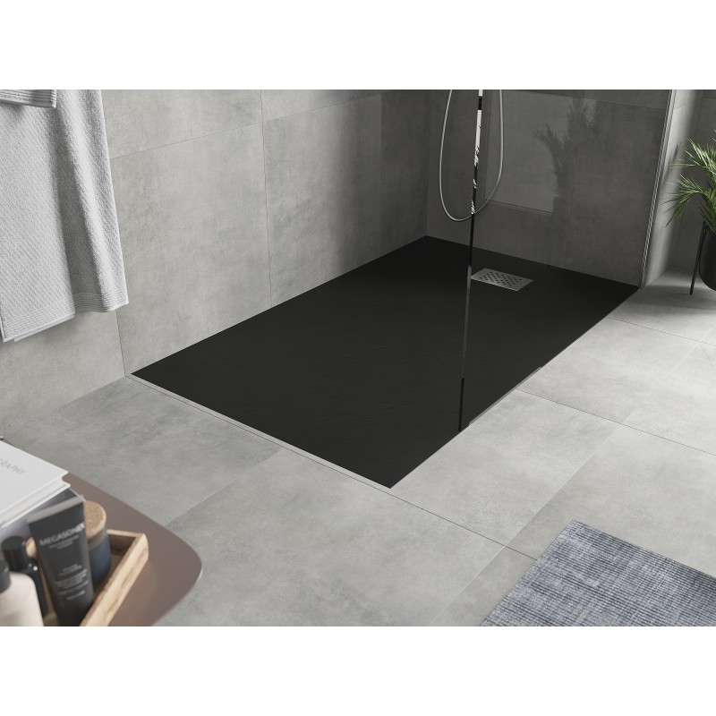 Mexen Hugo brodzik prostokątny SMC 140 x 90 cm, czarny, maskownica inox - 42709014-X