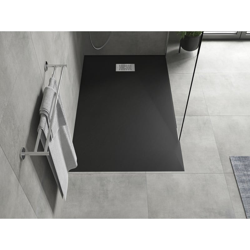 Mexen Hugo brodzik prostokątny SMC 140 x 90 cm, czarny, maskownica inox - 42709014-X