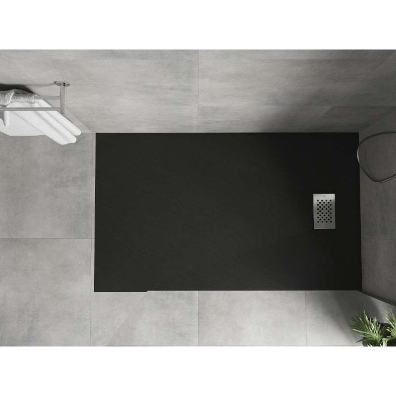 Mexen Hugo brodzik prostokątny SMC 140 x 90 cm, czarny, maskownica inox - 42709014-X
