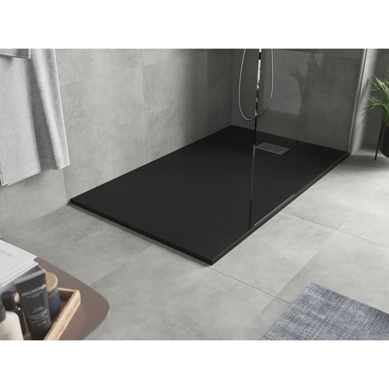Mexen Hugo brodzik prostokątny SMC 140 x 90 cm, czarny, maskownica inox - 42709014-X