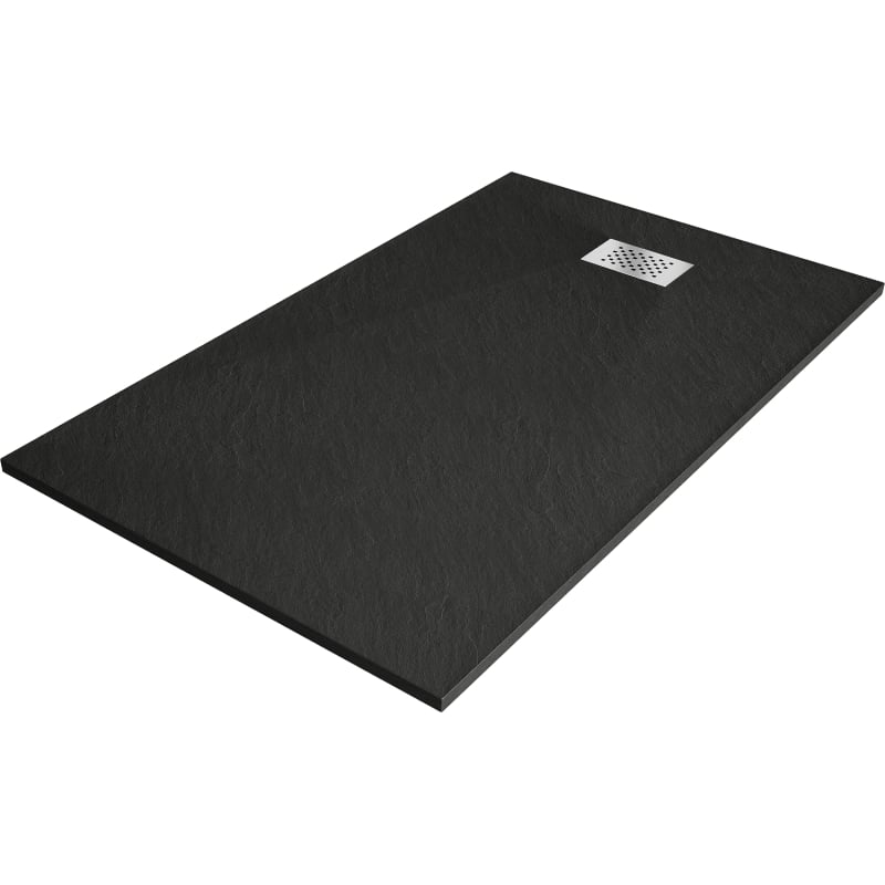 Mexen Hugo brodzik prostokątny SMC 160 x 90 cm, czarny, maskownica inox - 42709016-X