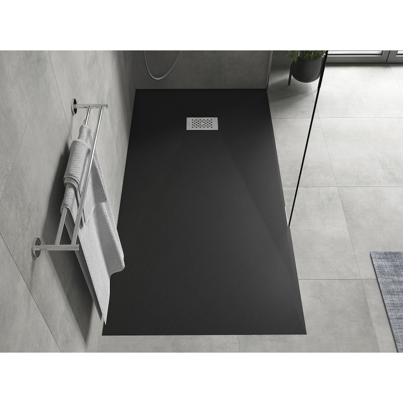 Mexen Hugo brodzik prostokątny SMC 170 x 90 cm, czarny, maskownica inox - 42709017-X