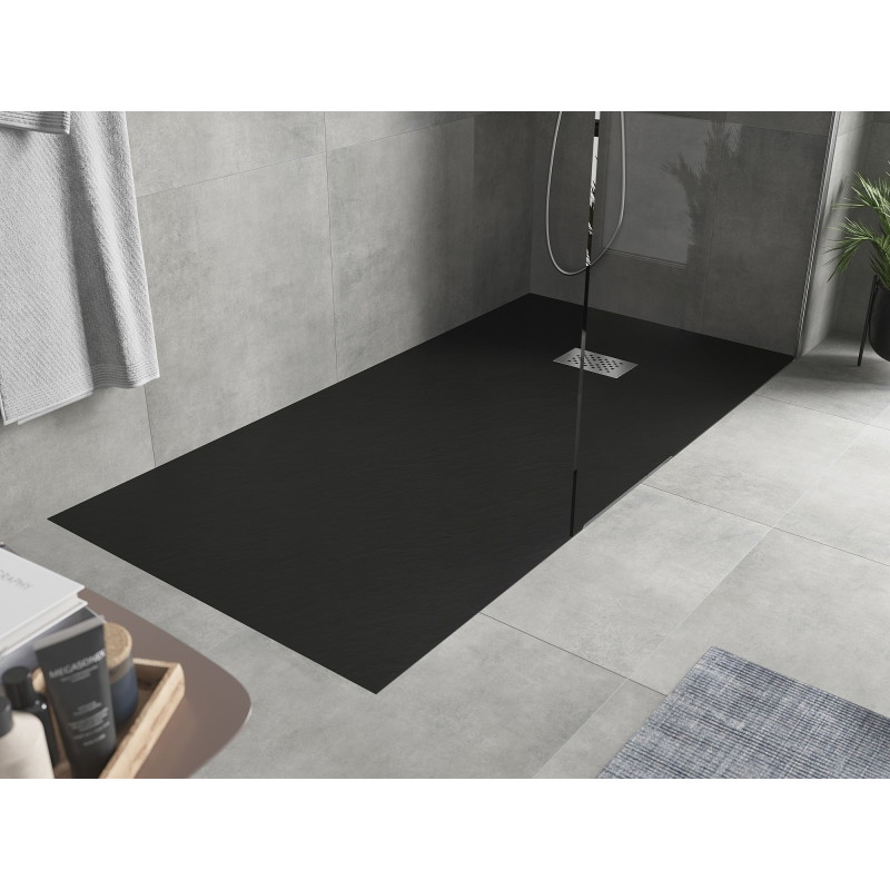 Mexen Hugo brodzik prostokątny SMC 170 x 90 cm, czarny, maskownica inox - 42709017-X