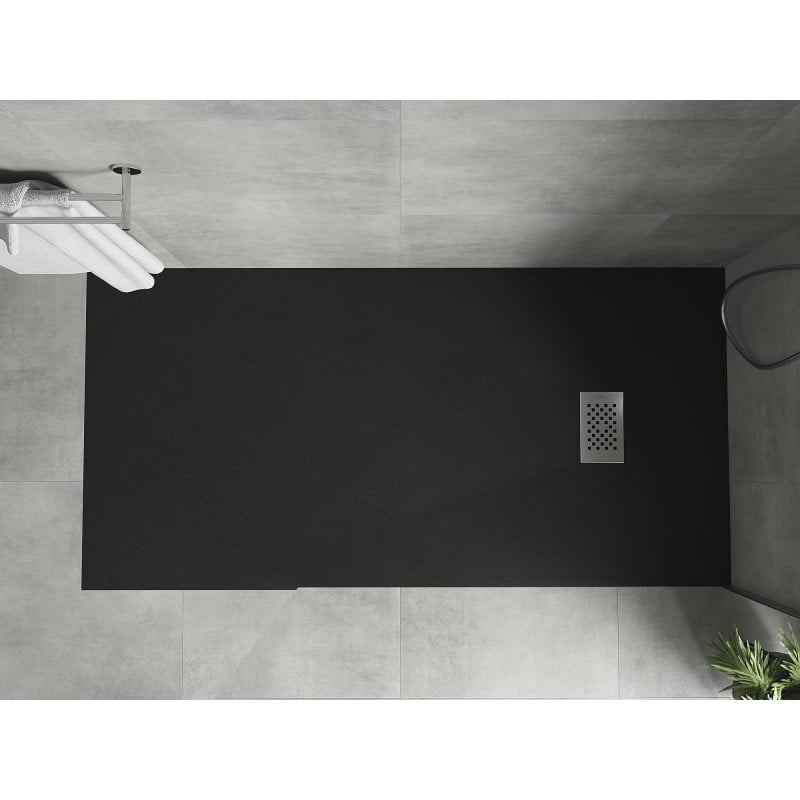 Mexen Hugo brodzik prostokątny SMC 180 x 90 cm, czarny, maskownica inox - 42709018-X