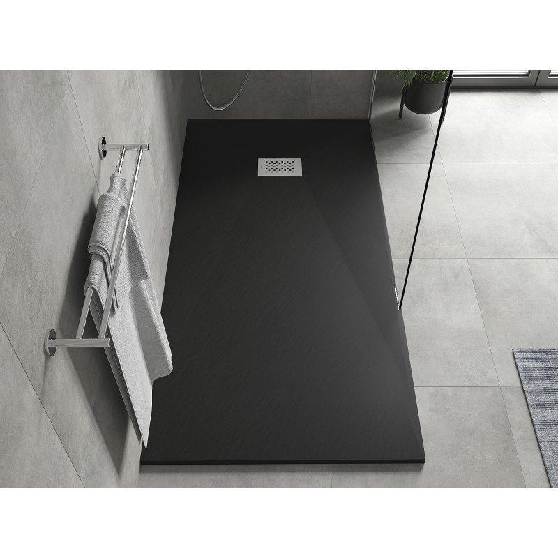 Mexen Hugo brodzik prostokątny SMC 180 x 90 cm, czarny, maskownica inox - 42709018-X