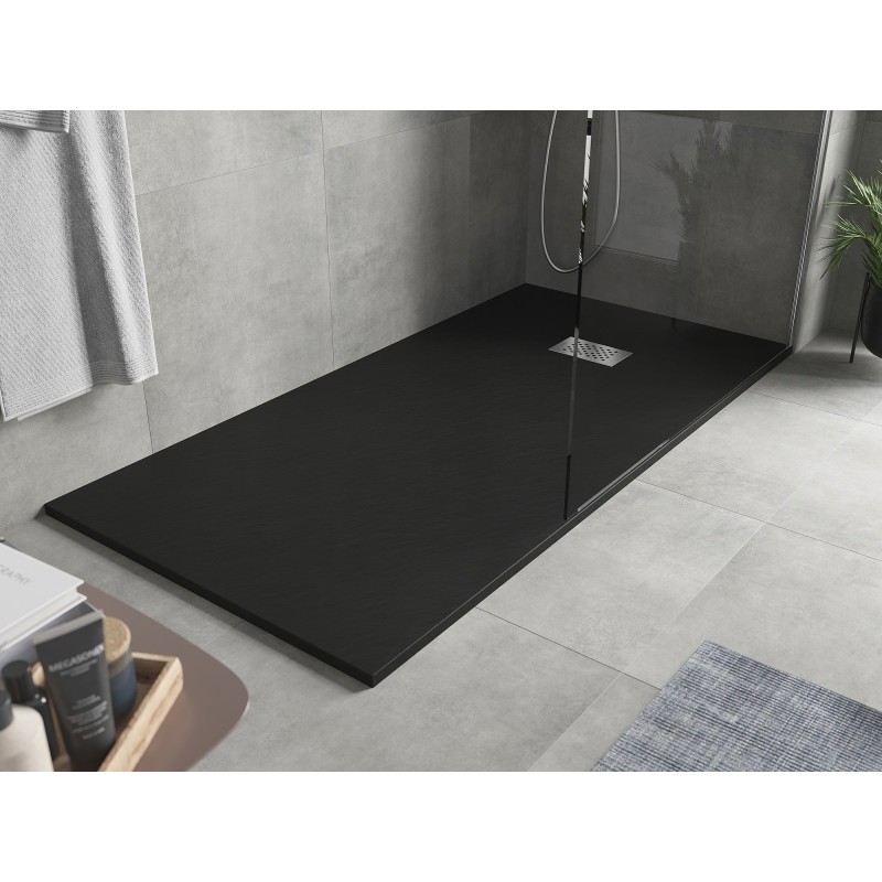 Mexen Hugo brodzik prostokątny SMC 170 x 90 cm, czarny, maskownica inox - 42709017-X