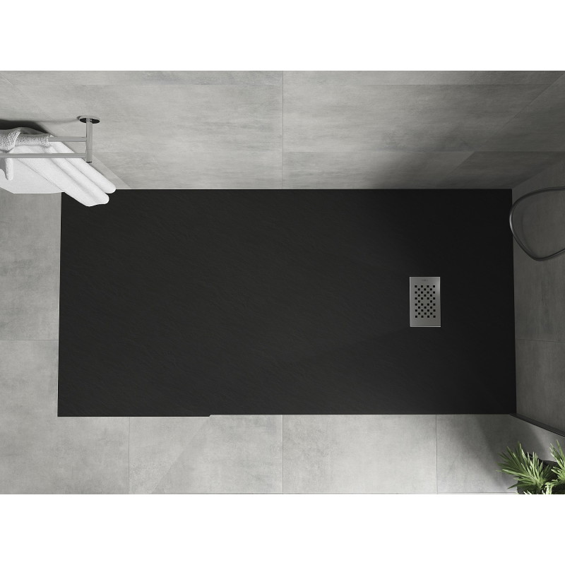 Mexen Hugo brodzik prostokątny SMC 170 x 90 cm, czarny, maskownica inox - 42709017-X