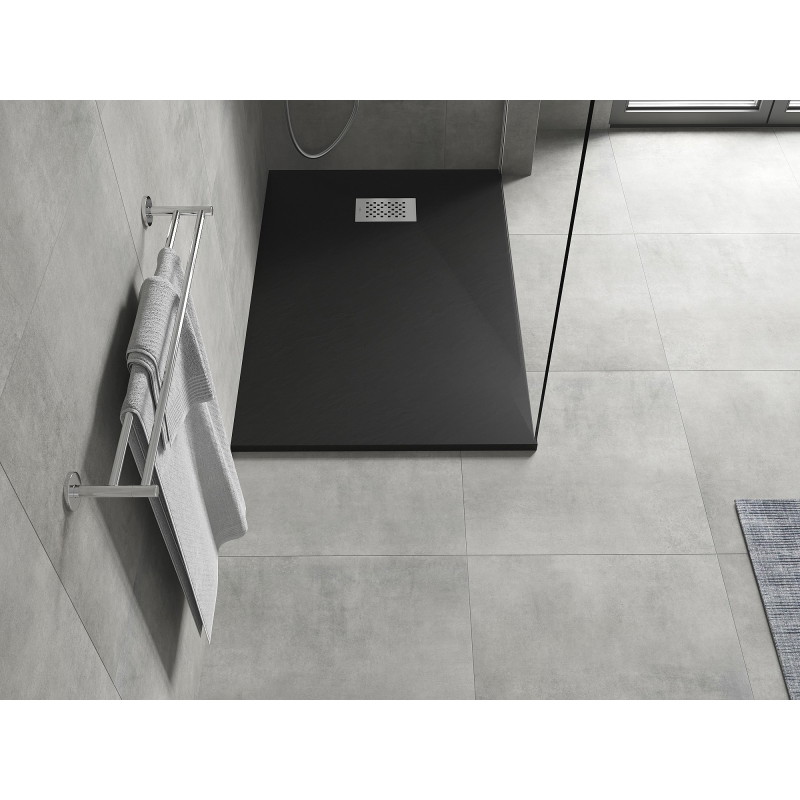 Mexen Hugo brodzik prostokątny SMC 110 x 90 cm, czarny, maskownica inox - 42709011-X
