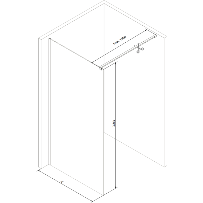 Mexen Kioto ścianka prysznicowa Walk-in 160 x 200 cm, czarna ramka 8 mm, nikiel szczotkowany - 800-160-101-97-70