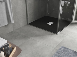 Mexen Hugo brodzik kwadratowy SMC 100 x 100 cm, czarny, maskownica inox - 42701010-X