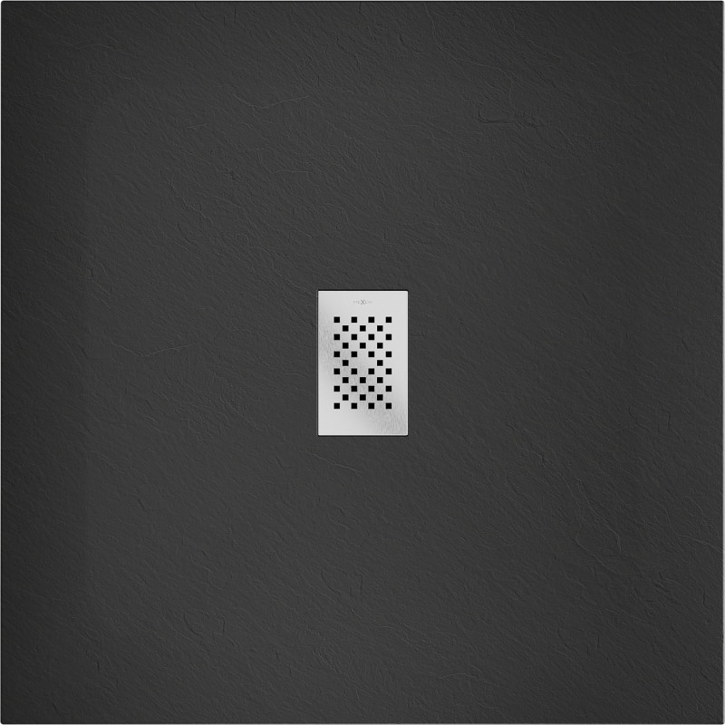 Mexen Hugo brodzik kwadratowy SMC 100 x 100 cm, czarny, maskownica inox - 42701010-X