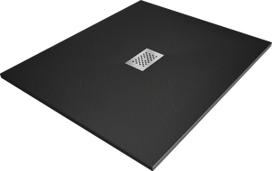 Mexen Hugo brodzik prostokątny SMC 110 x 100 cm, czarny, maskownica inox - 42701011-X