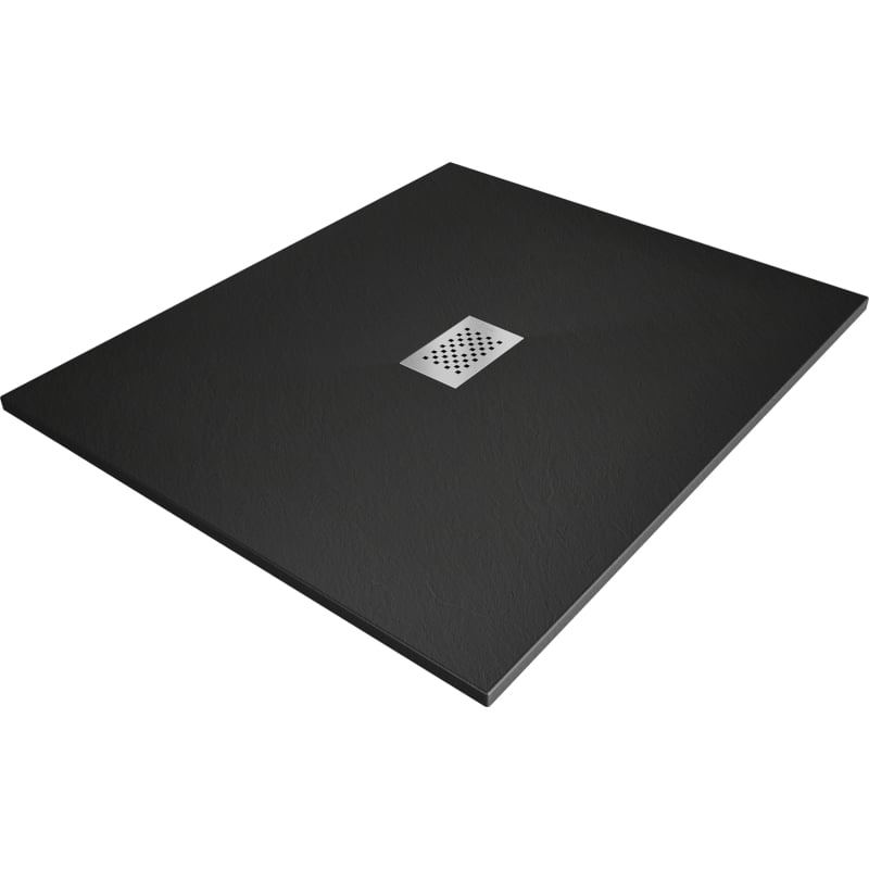 Mexen Hugo brodzik prostokątny SMC 140 x 100 cm, czarny, maskownica inox - 42701014-X