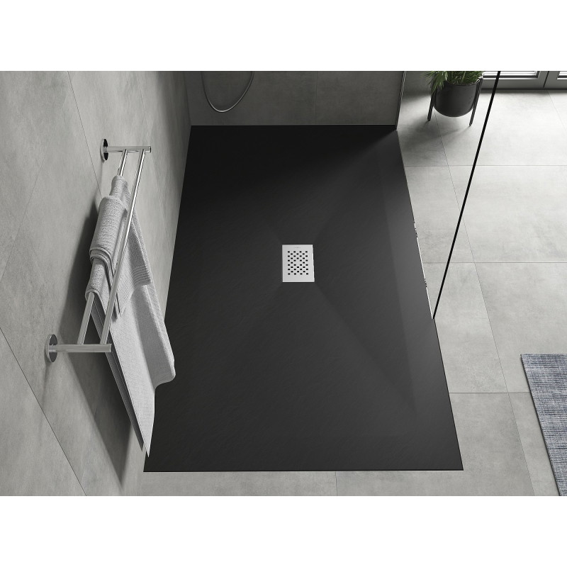 Mexen Hugo brodzik prostokątny SMC 150 x 100 cm, czarny, maskownica inox - 42701015-X