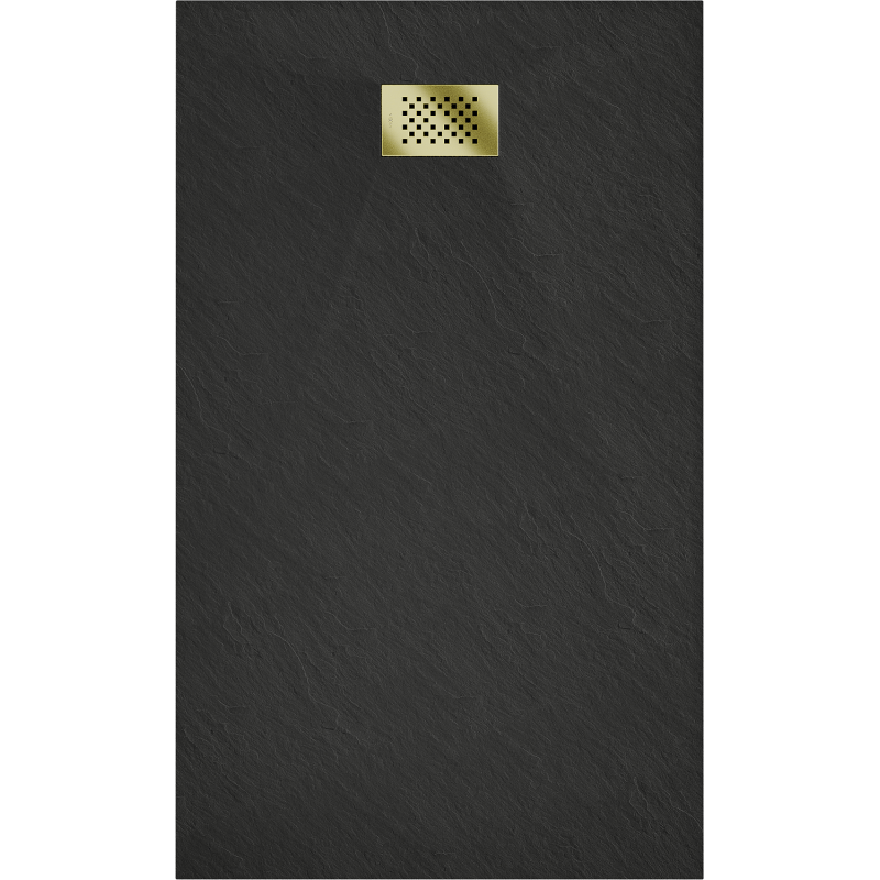 Mexen Hugo brodzik prostokątny SMC 140 x 70 cm, czarny, maskownica złota - 42707014-G