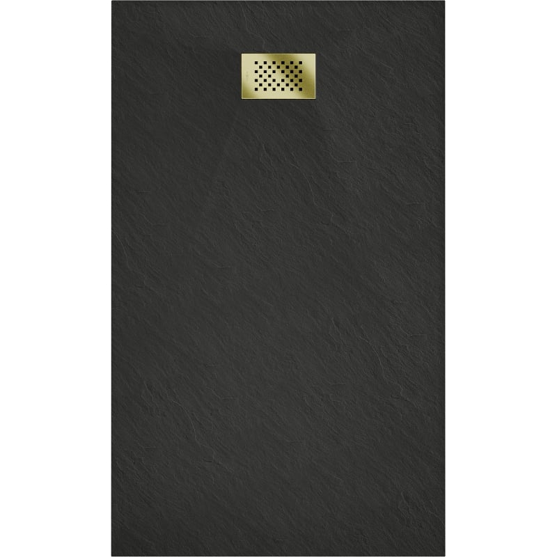 Mexen Hugo brodzik prostokątny SMC 150 x 70 cm, czarny, maskownica złota - 42707015-G