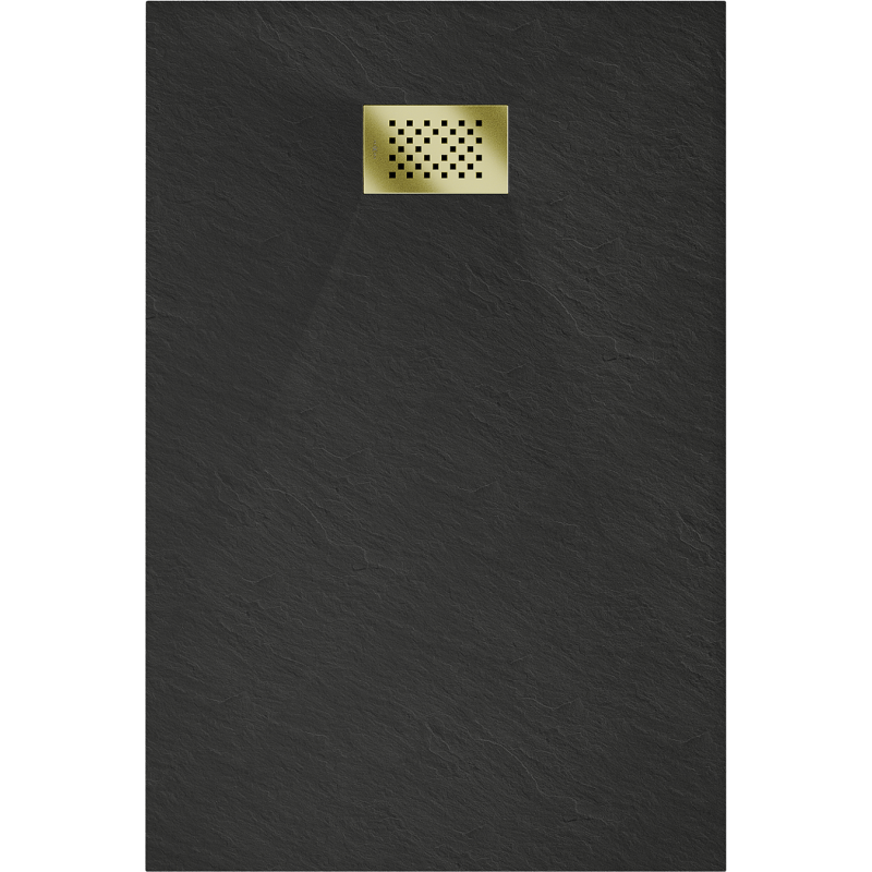 Mexen Hugo brodzik prostokątny SMC 130 x 80 cm, czarny, maskownica złota - 42708013-G