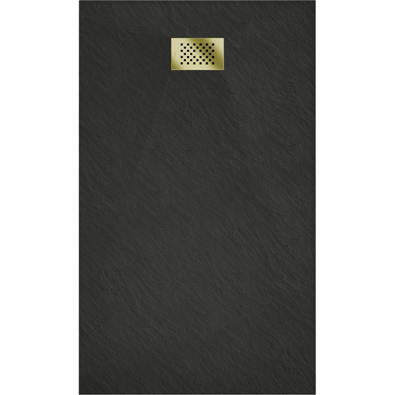 Mexen Hugo brodzik prostokątny SMC 160 x 80 cm, czarny, maskownica złota - 42708016-G