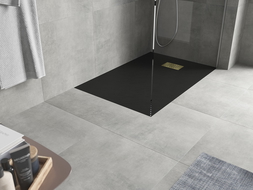 Mexen Hugo brodzik prostokątny SMC 110 x 90 cm, czarny, maskownica złota - 42709011-G