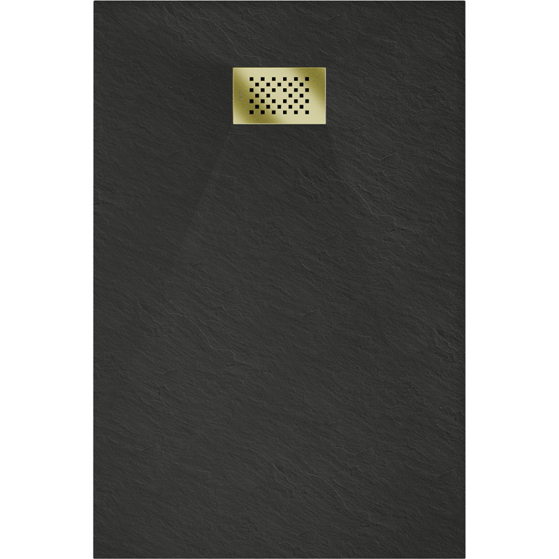Mexen Hugo brodzik prostokątny SMC 110 x 90 cm, czarny, maskownica złota - 42709011-G