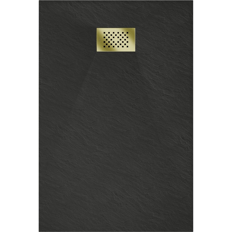 Mexen Hugo brodzik prostokątny SMC 120 x 90 cm, czarny, maskownica złota - 42709012-G