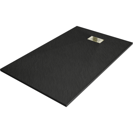 Mexen Hugo brodzik prostokątny SMC 150 x 90 cm, czarny, maskownica złota - 42709015-G