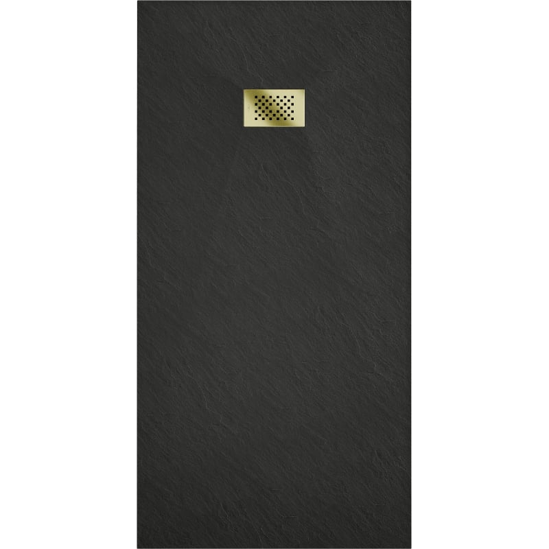 Mexen Hugo brodzik prostokątny SMC 170 x 90 cm, czarny, maskownica złota - 42709017-G