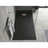 Mexen Hugo brodzik prostokątny SMC 180 x 90 cm, czarny, maskownica złota - 42709018-G