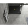 Mexen Hugo brodzik kwadratowy SMC 100 x 100 cm, czarny, maskownica złota - 42701010-G