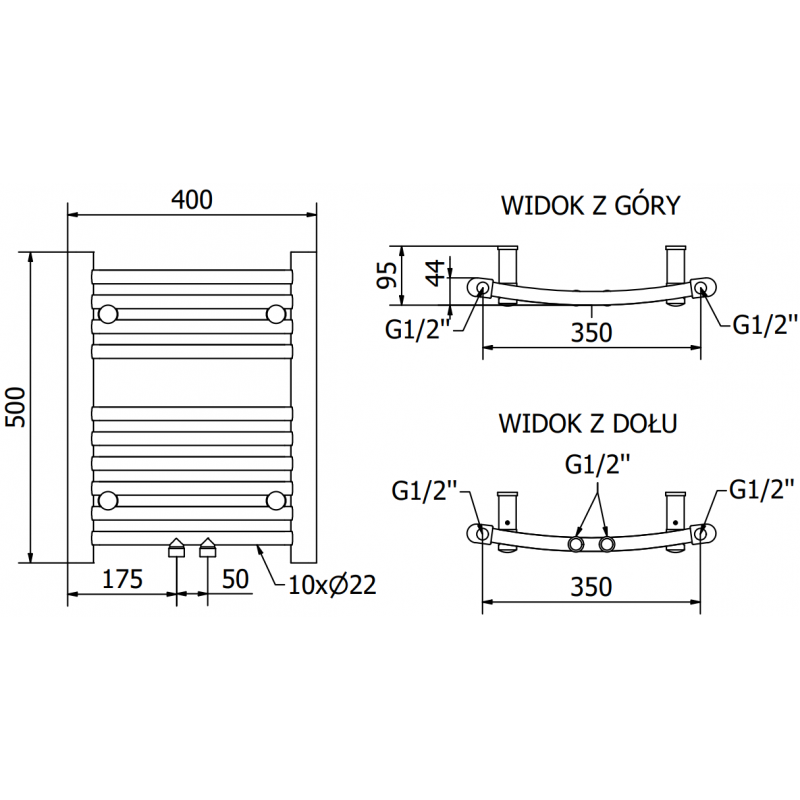 Mexen Ares grzejnik elektryczny 500 x 400 mm, 300 W, chrom - W102-0500-400-2300-01