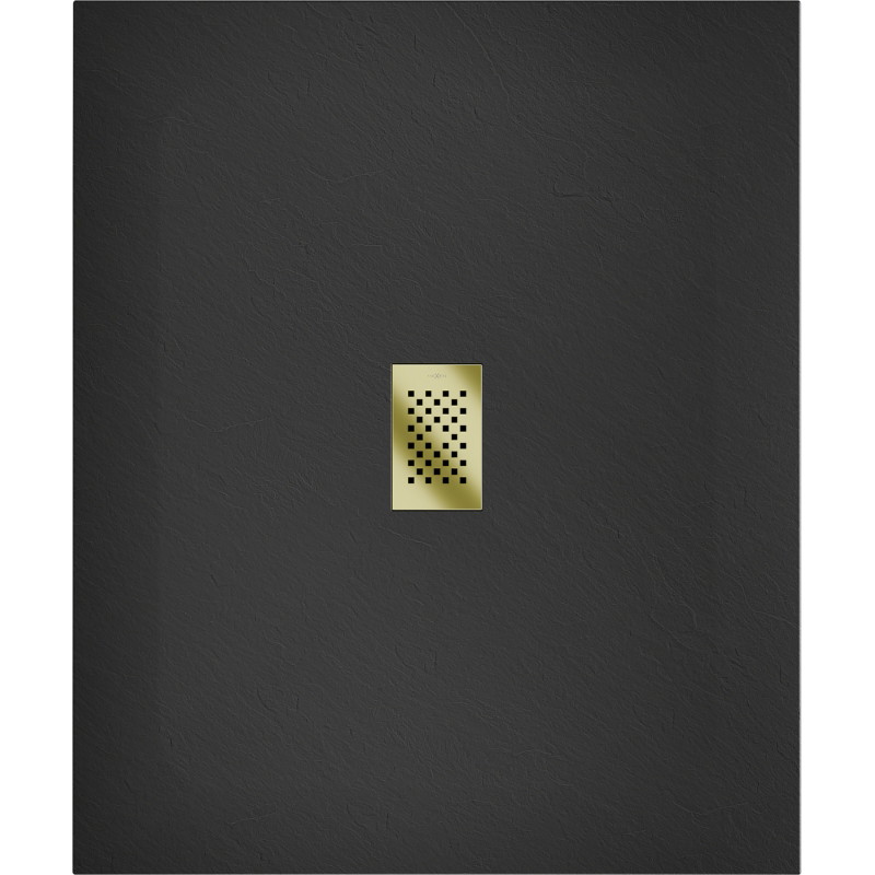 Mexen Hugo brodzik prostokątny SMC 120 x 100 cm, czarny, maskownica złota - 42701012-G