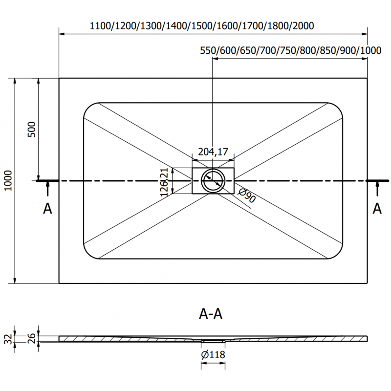 Mexen Hugo brodzik prostokątny SMC 160 x 100 cm, czarny, maskownica złota - 42701016-G