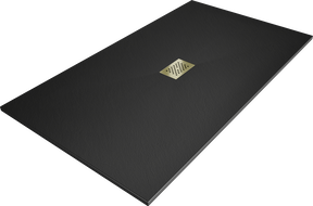 Mexen Hugo brodzik prostokątny SMC 200 x 100 cm, czarny, maskownica złota - 42701020-G