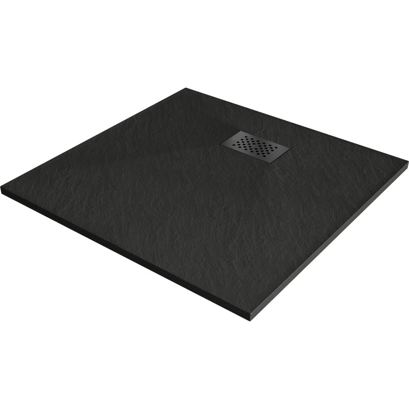 Mexen Hugo brodzik kwadratowy SMC 70 x 70 cm, czarny, maskownica czarna - 42707070-B