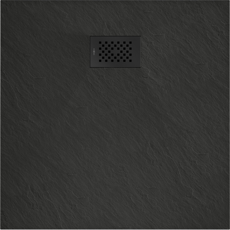 Mexen Hugo brodzik kwadratowy SMC 70 x 70 cm, czarny, maskownica czarna - 42707070-B