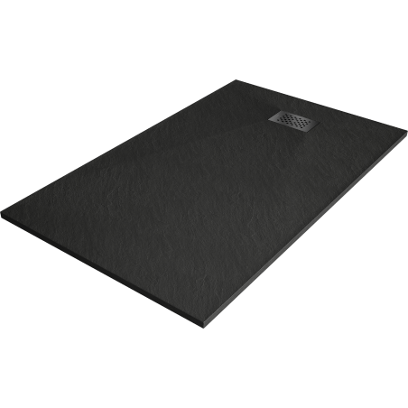 Mexen Hugo brodzik prostokątny SMC 160 x 80 cm, czarny, maskownica czarna - 42708016-B