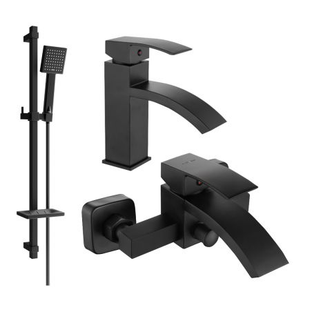 Mexen Libra DQ45 zestaw wannowy, czarny - 745103DQ45-70