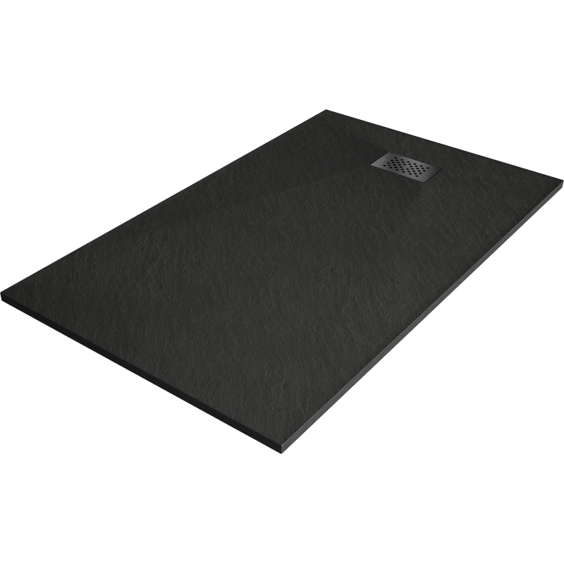 Mexen Hugo brodzik prostokątny SMC 160 x 90 cm, czarny, maskownica czarna - 42709016-B