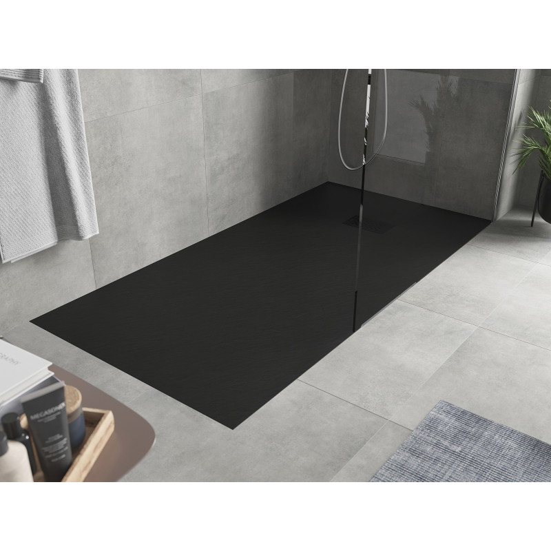 Mexen Hugo brodzik prostokątny SMC 180 x 90 cm, czarny, maskownica czarna - 42709018-B
