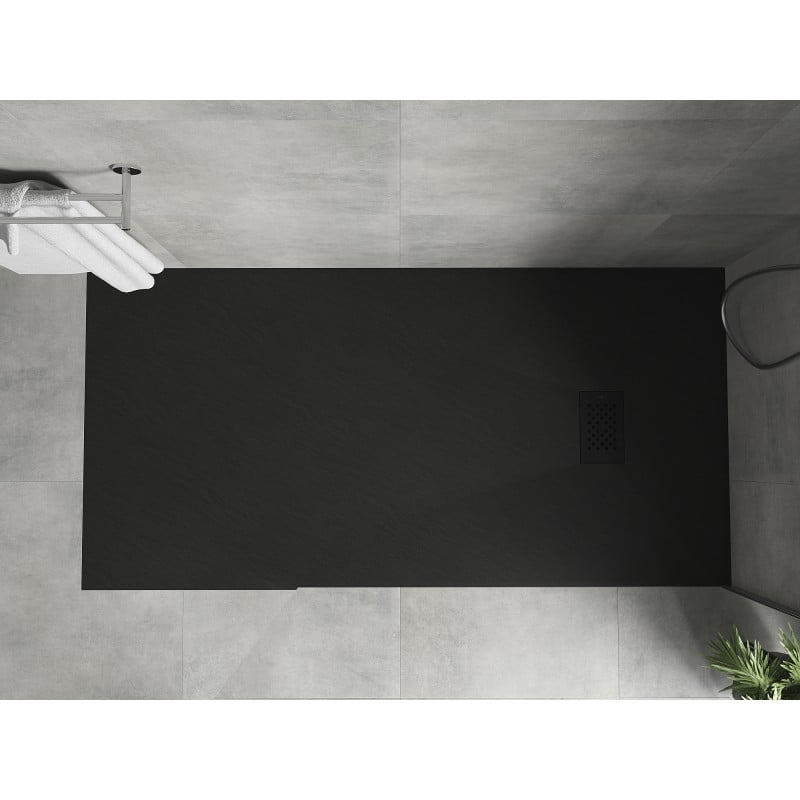 Mexen Hugo brodzik prostokątny SMC 170 x 90 cm, czarny, maskownica czarna - 42709017-B
