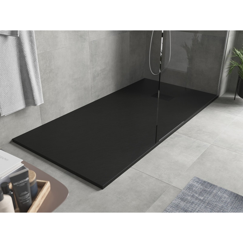 Mexen Hugo brodzik prostokątny SMC 180 x 90 cm, czarny, maskownica czarna - 42709018-B