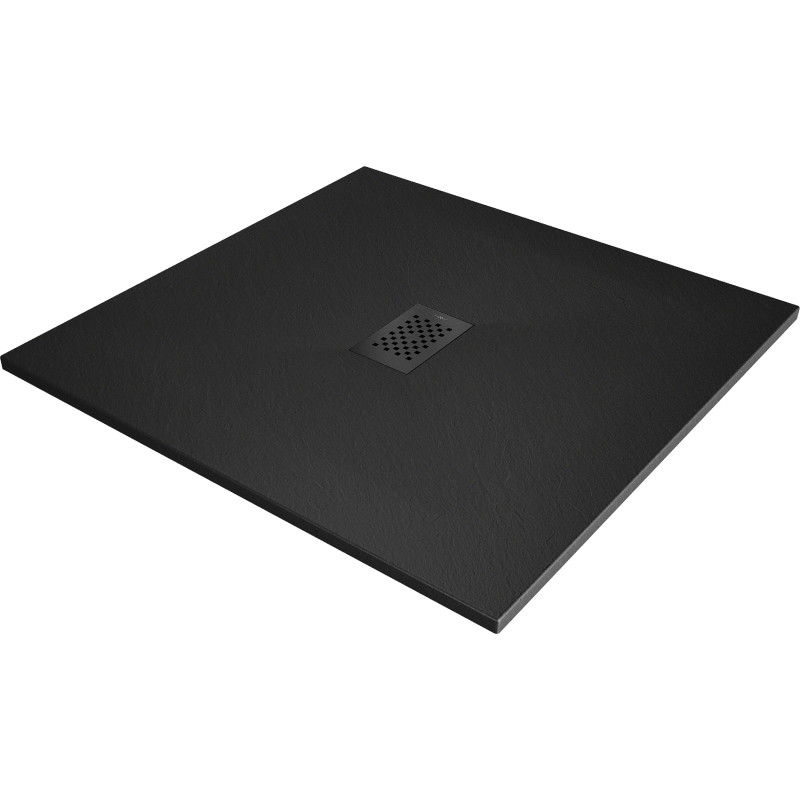 Mexen Hugo brodzik kwadratowy SMC 100 x 100 cm, czarny, maskownica czarna - 42701010-B
