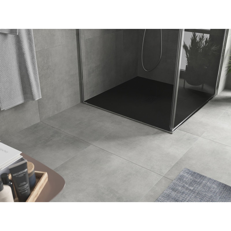 Mexen Hugo brodzik kwadratowy SMC 100 x 100 cm, czarny, maskownica czarna - 42701010-B