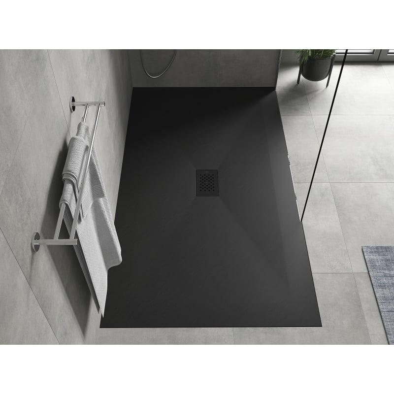 Mexen Hugo brodzik prostokątny SMC 150 x 100 cm, czarny, maskownica czarna - 42701015-B