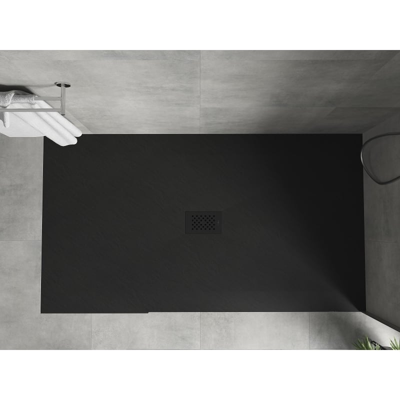 Mexen Hugo brodzik prostokątny SMC 150 x 100 cm, czarny, maskownica czarna - 42701015-B